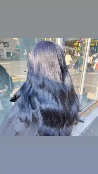 カラー 縮毛矯正× ブルーブラック/池袋のヘアスタイル