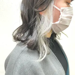 ミディアム カラー パーマ ヘアアレンジ メンズ キッズ ネイル マツエク・マツパ 切りっぱなしヘアボブ ミディアムヘアRYOのヘアスタイル