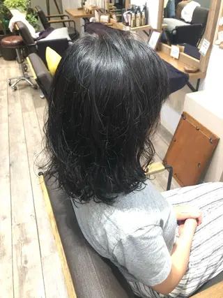 セミロング カラー パーマ 顔周りカット・相談 レイヤーも◎しずくのヘアスタイル