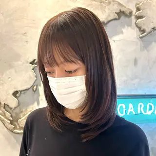 セミロング ベージュ/透明感/ レイヤー/あやか💕のヘアスタイル
