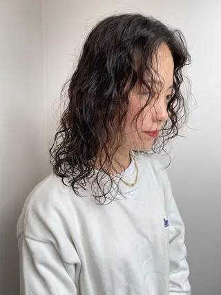 ミディアム パーマ &SONS 小林亨のヘアスタイル