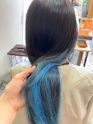 ロング 酸性ストレート/ブリ ーチなしWカラー河本のヘアスタイル