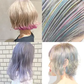 ミディアム カラー パーマ ヘアアレンジ ハイトーン特化🤍 浦住のヘアスタイル