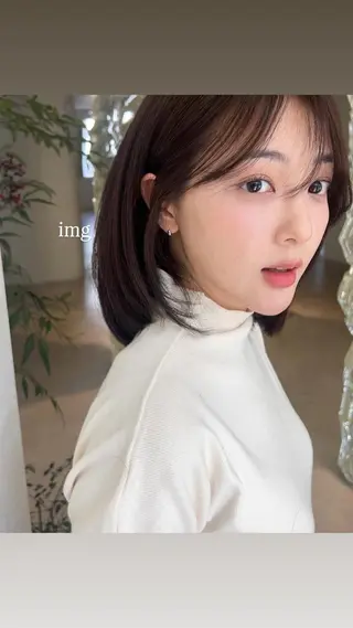 ミディアム カラー 🫧ボブカットモデル 韓国透明感カラー🫧のヘアスタイル