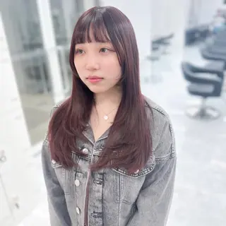 セミロング カラー ウルフ&レイヤー特化 まとまる美髪矯正のヘアスタイル