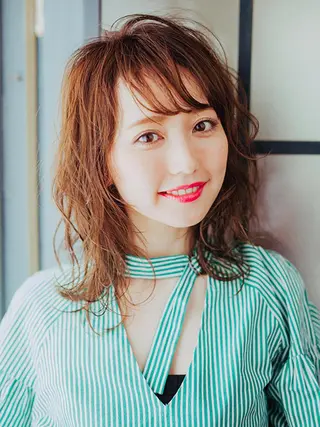 セミロング カラー 福島 浩司のヘアスタイル