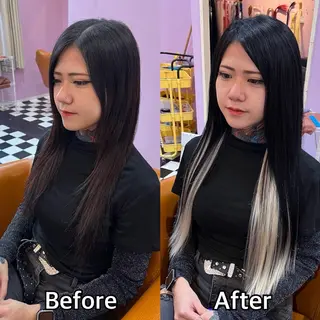 ロング シール＋ちび編み込み エクステ梅田🐨のヘアスタイル