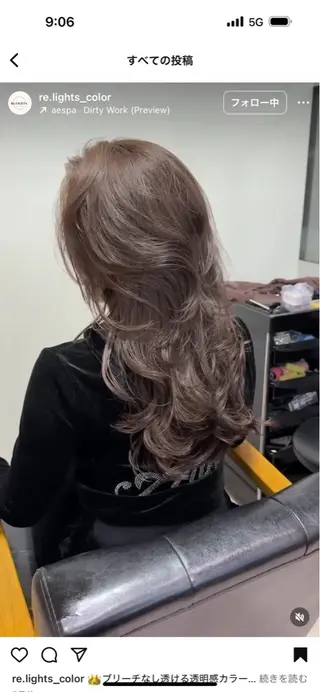 カラー 韓国風レイヤーカラー ライムのヘアスタイル