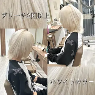 ミディアム カラー 雅/ダブルカラー/ 白髪ぼかしハイライトのヘアスタイル