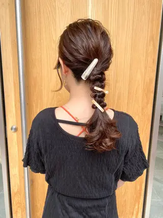 セミロング ヘアアレンジ 💫お呼ばれヘア💫 men's✨ともえ✨のヘアスタイル