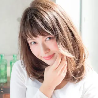 セミロング カラー 髪質改善、縮毛矯正 店長浅野太郎のヘアスタイル