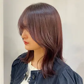 ミディアム カラー パーマ ヘアアレンジ 🍒透明感カラー/ emiri🍒のヘアスタイル