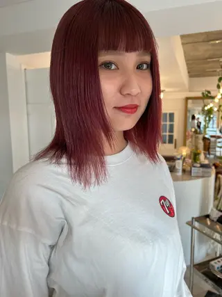 カラー ブリーチカラー🎀 韓国風/寺門美優のヘアスタイル