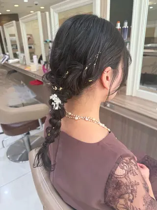 セミロング ヘアアレンジ 韓国ヘアメイク🎀/ 縮毛矯正✨山本媛香のヘアスタイル
