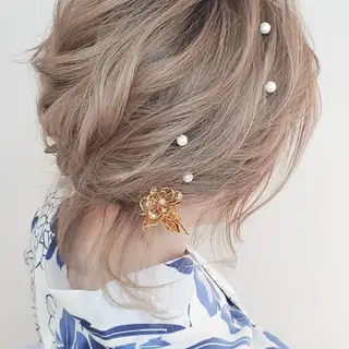 ミディアム ヘアアレンジ 康川 新吾のヘアスタイル