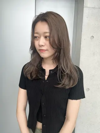 ロング カラー パーマ ヘアアレンジ 透明感/オリーブ/ グレージュ/YUKAのヘアスタイル