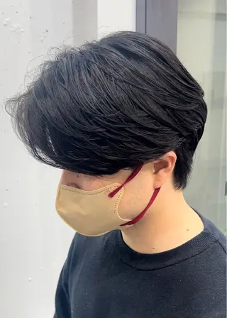 ミディアム パーマ 曲がる縮毛矯正 LIBER 　岩名のヘアスタイル