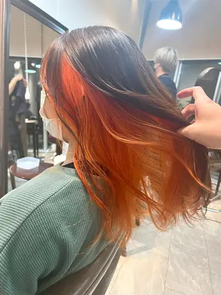 セミロング カラー ヘアアレンジ 🌈インナーカラー ‘ショウマ’🌈のヘアスタイル