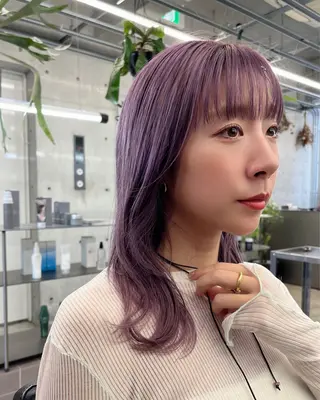 セミロング カラー ダブルカラー/ ケアブリーチ/クニトのヘアスタイル