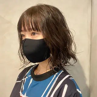 ミディアム パーマ Yuki☺︎パーマ レイヤーカットのヘアスタイル