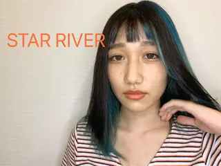 ミディアム カラー ヘアカラー&縮毛矯正 STAR☆RIVERのヘアスタイル