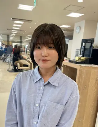 ミディアム カラー シャドウパーマ／骨格 矯正カット　トモキのヘアスタイル