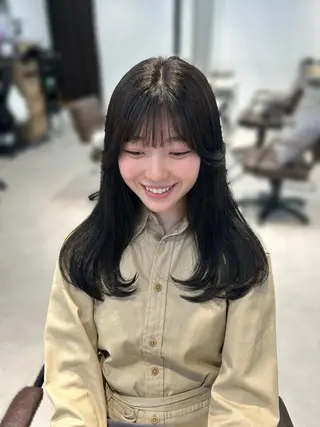 ロング カラー ninaアイドル前髪 ×透明感🎀のヘアスタイル