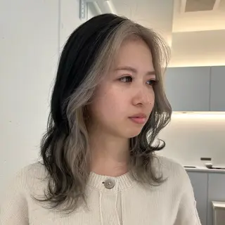 ミディアム カラー 顔周りカット／透明感 カラー／Kurumeのヘアスタイル