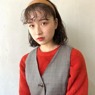 ミディアム パーマ ボブ/マンツーマン ミヒラケイタのヘアスタイル