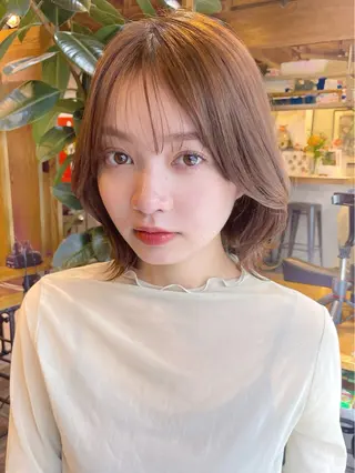 ショート カラー 結べるレイヤーボブ くびれLady表参道のヘアスタイル