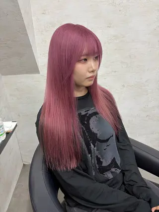 ロング カラー ブリーチなしカラー ダブルカラーエクステのヘアスタイル