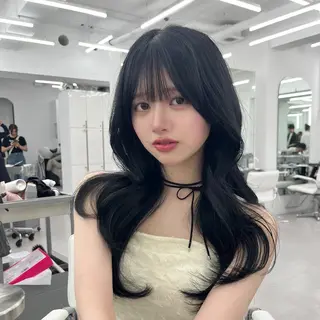 ロング カラー 透明感カラー✨🩵 韓国ヘアkanatoのヘアスタイル