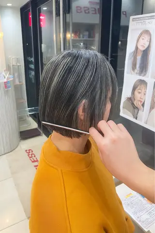 ショート カラー 太白区/白髪ぼかし ハイライト/千葉達人のヘアスタイル