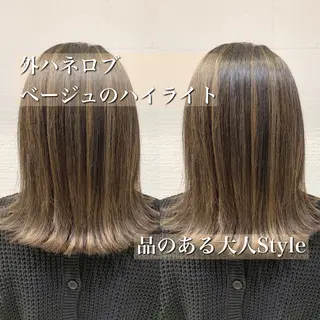 ミディアム カラー ヘアアレンジ 白髪ぼかしハイライト 茗荷谷駅徒歩2分のヘアスタイル