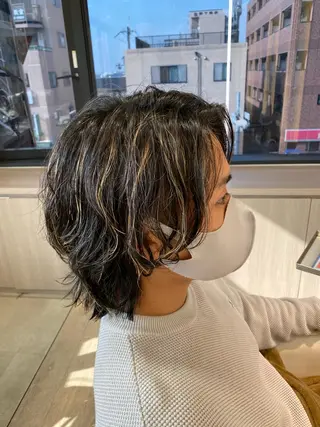 ミディアム カラー パーマ メンズ 柳澤 和也のヘアスタイル