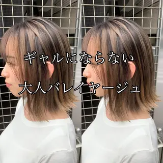 ミディアム カラー ヘアアレンジ 白髪ぼかしハイライト 茗荷谷駅徒歩2分のヘアスタイル