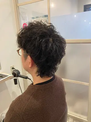 パーマ メンズ ブリーチ&ストレート 長谷川勇人のヘアスタイル