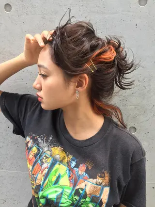 ミディアム カラー YUSUKE レイヤーカットカラーのヘアスタイル