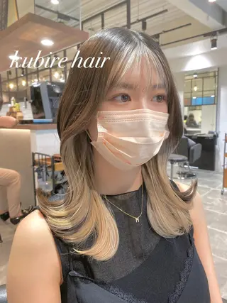 セミロング カラー 韓国レイヤーカット 🧸ベージュカラーのヘアスタイル