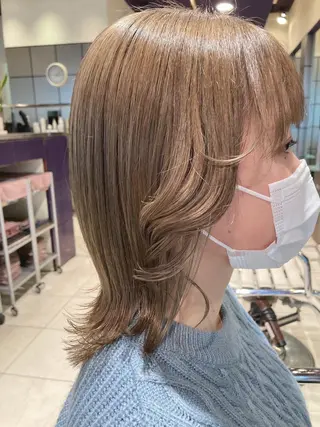ミディアム カラー スキバサミを使わない カット🌼唯🌼のヘアスタイル