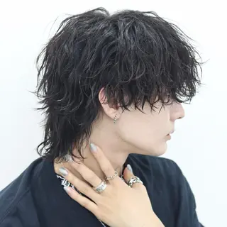 ミディアム カラー パーマ メンズ ハイトーン/メンズマ ッシュ/KYOHEIのヘアスタイル