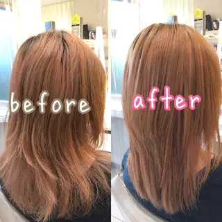 セミロング パーマ 安井　昴 💫ブリーチ縮毛矯正のヘアスタイル