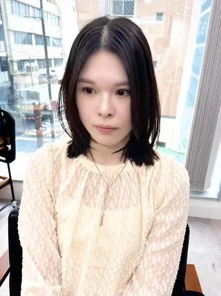 ミディアム カラー パーマ ヘアアレンジ メンズ キッズ レイヤーカット 🌿透け感カラーのヘアスタイル