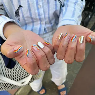 ネイル はばすみれ🎀ﾈｲﾙ 光ﾌｪｲｼｬﾙ ﾍｱのネイルデザイン