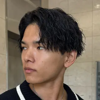 ミディアム パーマ メンズ 金山駅前メンズパーマ 特化COUNTERのヘアスタイル