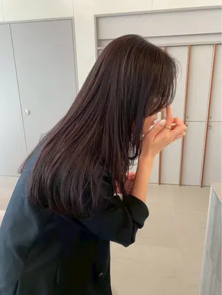 ロング カラー レイヤーカット🍏 オリーブ/ののかのヘアスタイル