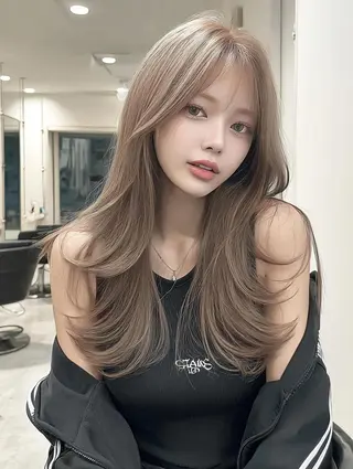 セミロング 福園 弘郁のヘアスタイル