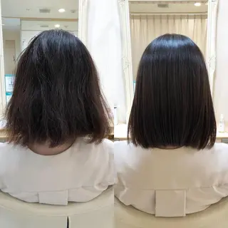 ミディアム パーマ 丸みショートボブ/ タッセルボブ 吉野のヘアスタイル
