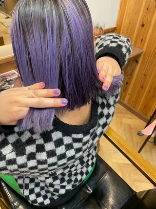 ミディアム デザインカラー/ボブ ブリーチカラー/ユリのヘアスタイル