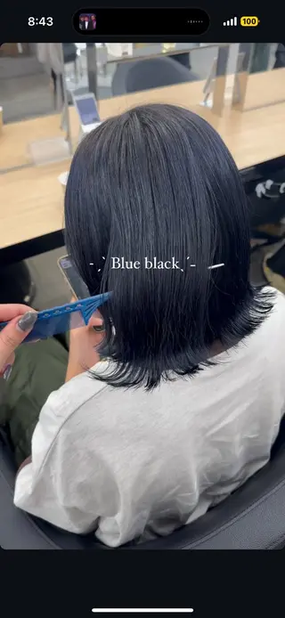 ミディアム カラー 暗髪🩶ラベンダー/ ブルー/ユウナ🤍のヘアスタイル